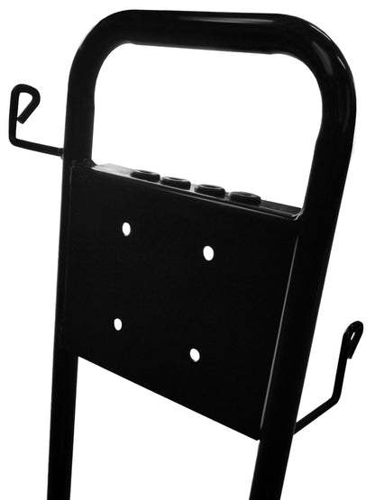 A professional high-pressure cleaning vehicle frame with wheels and handles