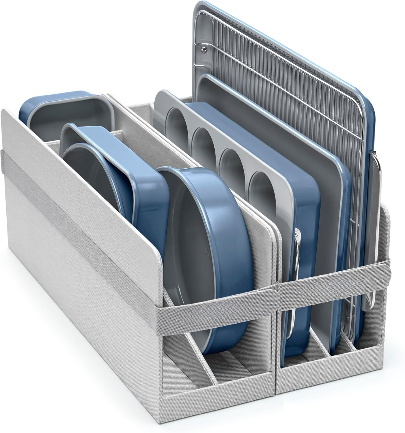 Nonstick Ceramic Bakeware Set (11 Pieces) - Baking Sheets, Assorted Baking Pans, Cooling Rack, & Storage - Aluminized Steel Body - Non Toxic, PTFE & PFOA Free - Navy