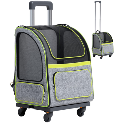 Hybrid Adventurer Pet Backpack with Removable Wheels and Telescopic Handle