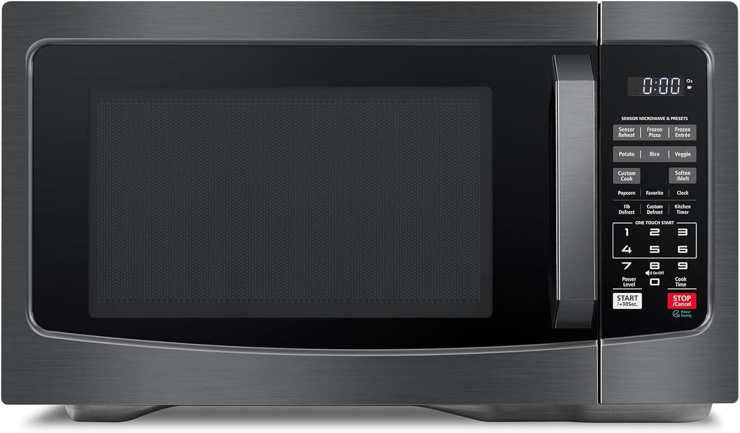 Air Fryer Combo 8-in-1 Countertop Microwave Oven, with Convection, Broil, Odor Removal Mode, 12.4" Position Memory Turntable, Child-Lock, 1.0 Cu.ft, Black Stainless Steel